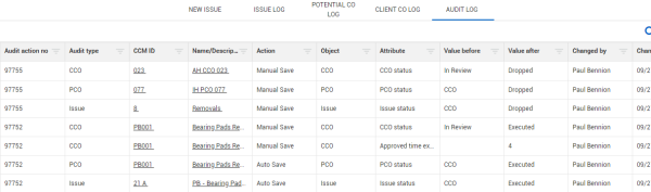 InEight Change - Audit Log