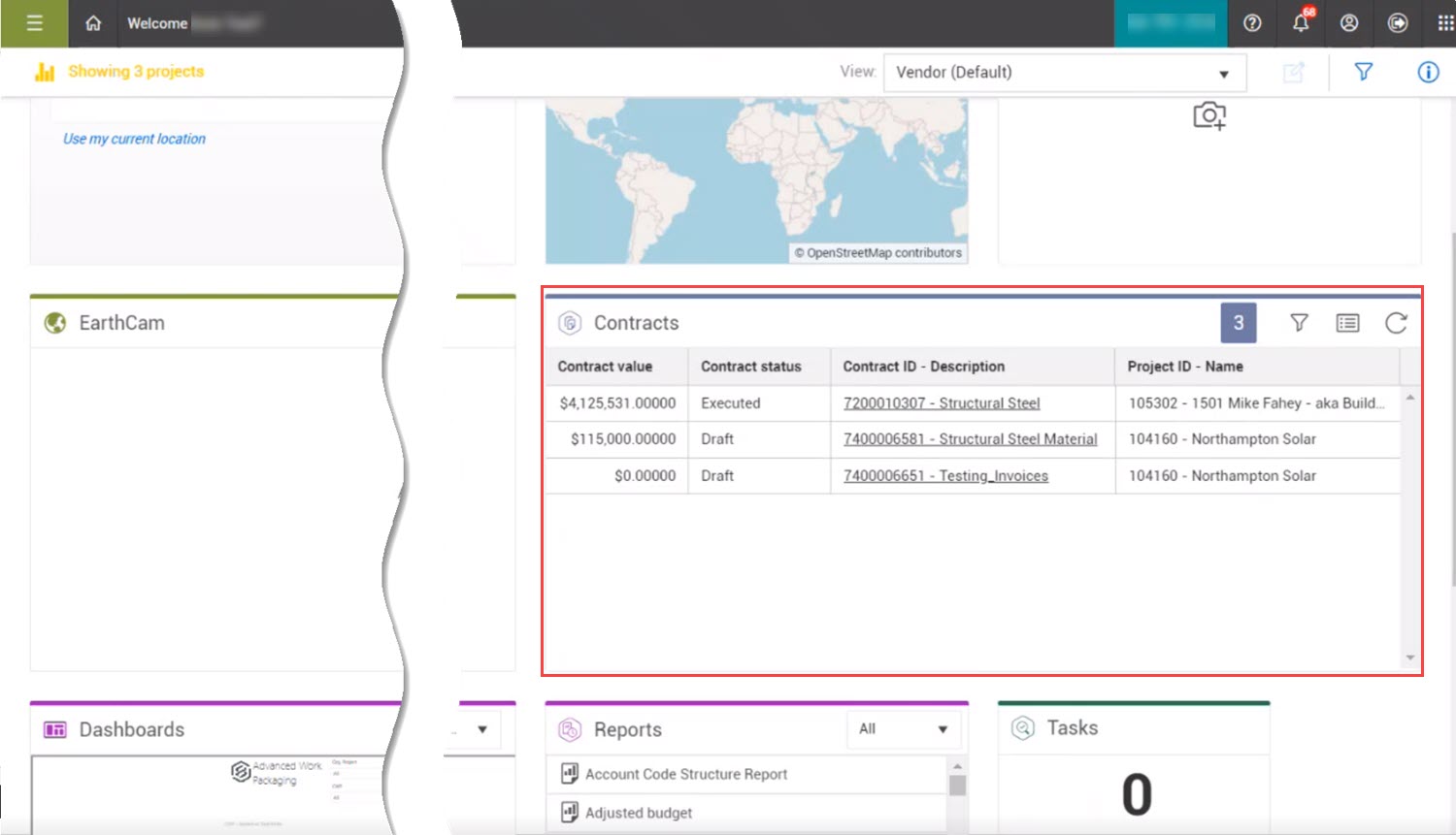 InEight Contract - Vendor home page