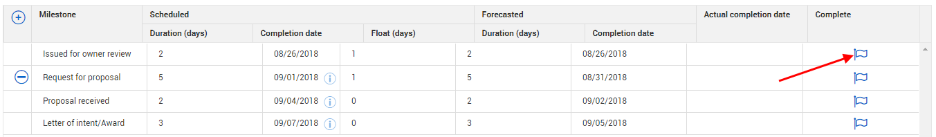 InEight Contract - Milestones Tab