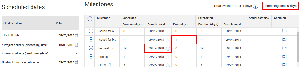 InEight Contract - Milestones Tab