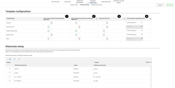 Template settings subtab