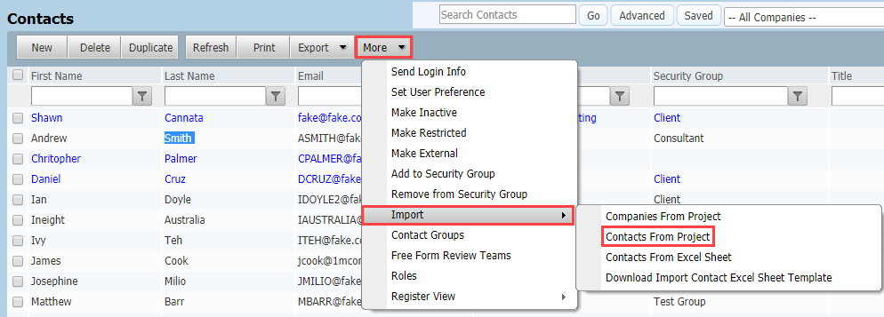 InEight Document Classic - Import Contacts from another InEight ...