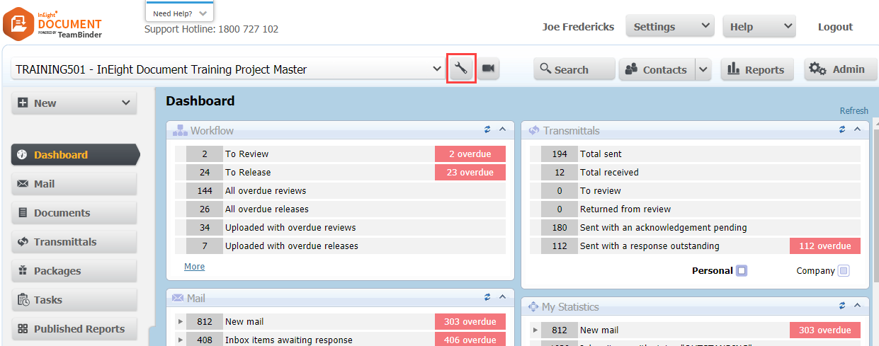 InEight Document Classic - Navigating Project Settings