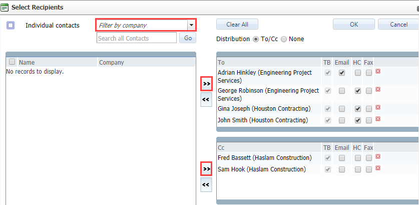InEight Document Classic - To setup a Contact Group