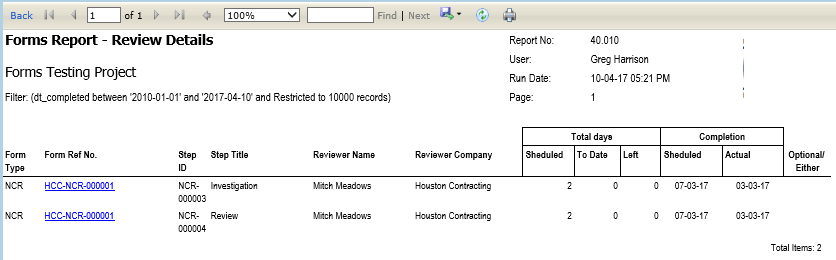 InEight Document Classic - 010 – Report – Review Details