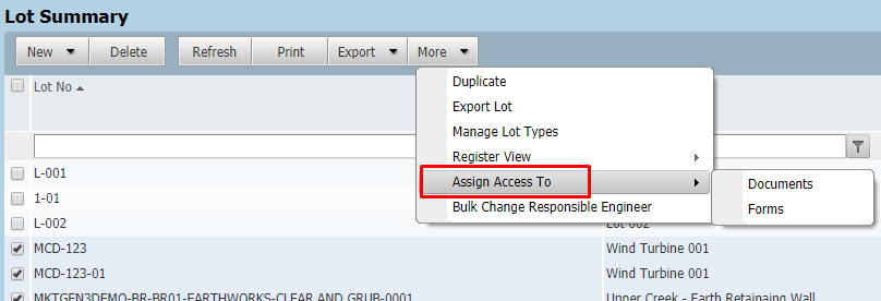 InEight Document Classic - Assign Access in Bulk to Forms and Documents