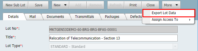 InEight Document Classic - Exporting Lot Meta Data