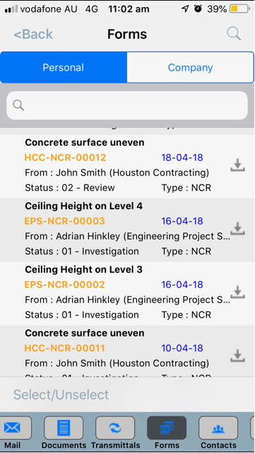 InEight Document Classic - Navigating Mobile Forms