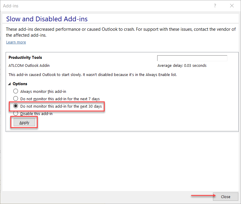 Outlook AddIn Warnings