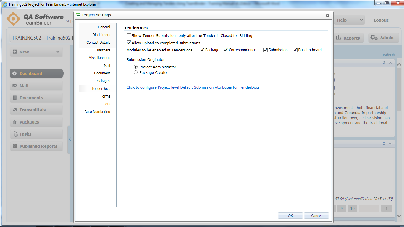 InEight Document Classic - Default Settings
