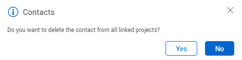 Delete contacts yes or no selection from linked projects prompt