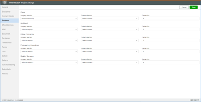 Partners tab in project settings
