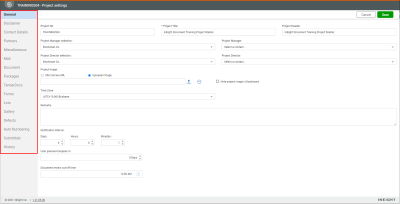 Project setting panel