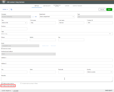 Make contact restricted check box in Edit contacts panel