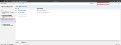 selectReview Team in Rule type drop-down menu from Manage document rules