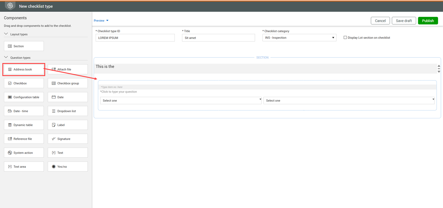 InEight Document - Creating a new Checklist Type