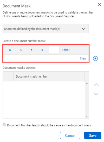 Create the document mask number