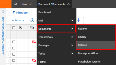select Review register from module Documents menu