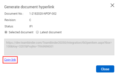 Copy link in Generate document hyperlink 