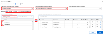  Review Coordinator or Role selection from Activation workflow window