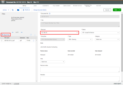 Attach files in superseded document revisions