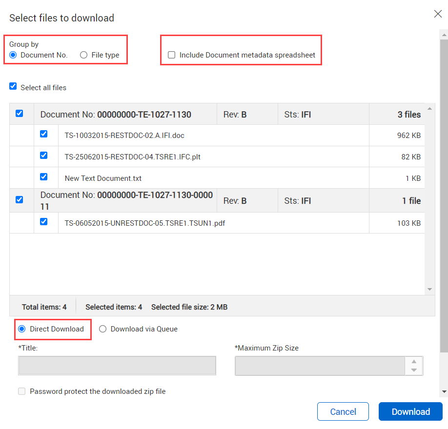 Downloading Documents in Bulk