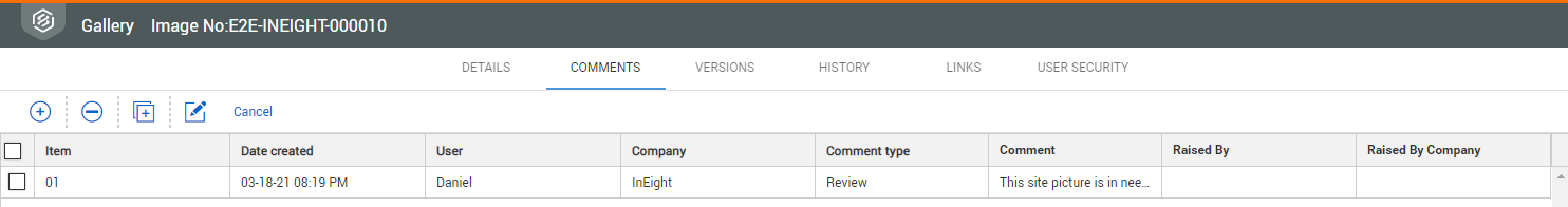 InEight Document - Sending Project Gallery items for Review