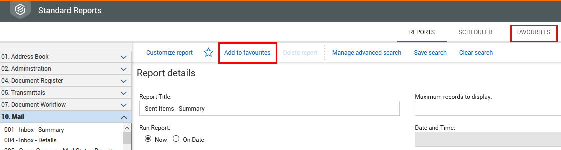 InEight Document - Creating Favorite Reports