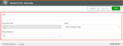 Select title and status value Review (Y/N) panel