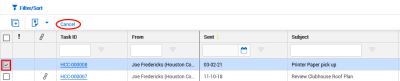 Cancel button in sent task register
