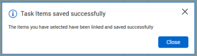 Linked and save task items prompt window