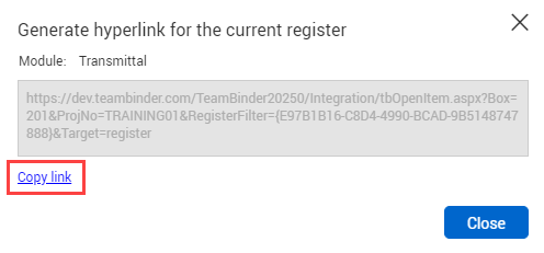 Generating a Register Hyperlink