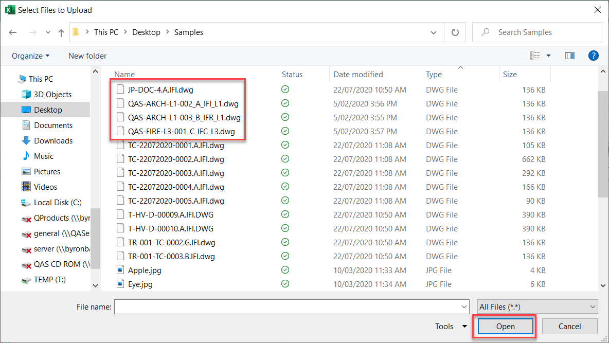 Excel Upload File Tools InEight Document - Uploading New Documents