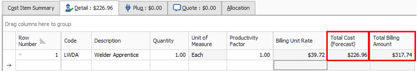 Setting Up Bill Rate For Individual Burden Codes