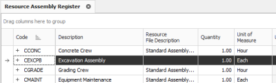 InEight Estimate - Resource assemblies