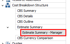 InEight Estimate - Reports menu