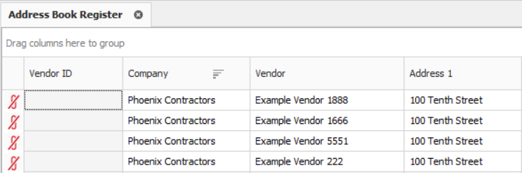 Vendor Library Library Address Book