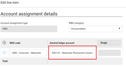 General ledger account catagory