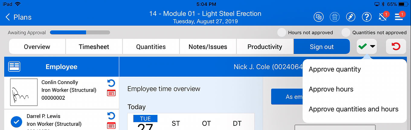 InEight Progress - Approve a Daily Plan