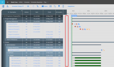 Plan view chart and grid panes divider