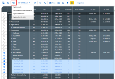 Click the Bulk edit icon and select a type of bulk edit from the list 