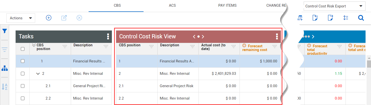 InEight Schedule - Control Cost Risk Export