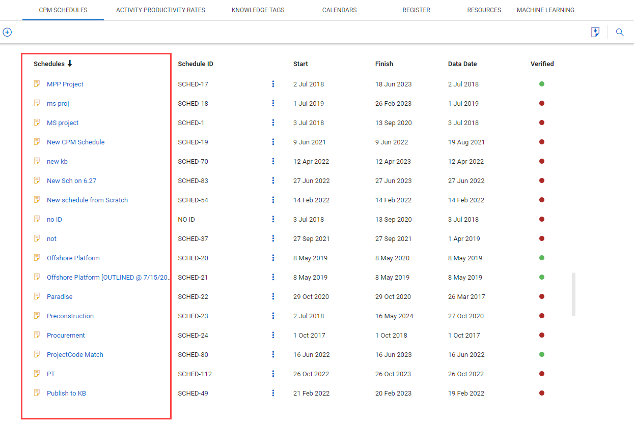 InEight Schedule - Knowledge Base
