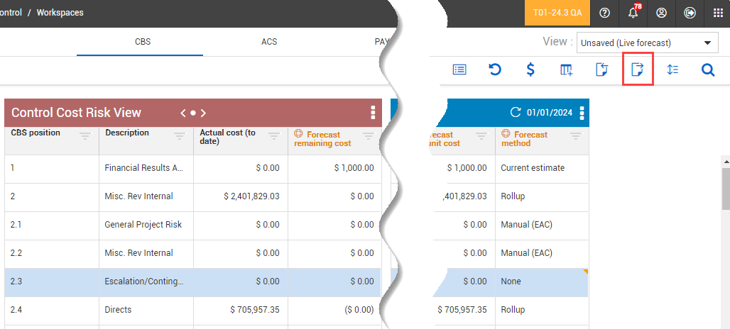 InEight Schedule - Control Cost Risk Export