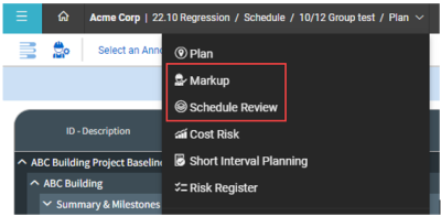 InEight Schedule - Project List View