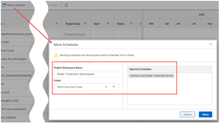 InEight Schedule - Project List View