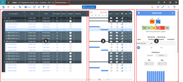 InEight Schedule - Schedule Review View