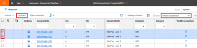 Activate review process from Manage Document Workflow