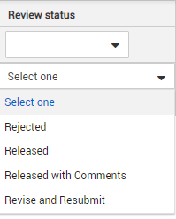 Review status pane in Document Release screen