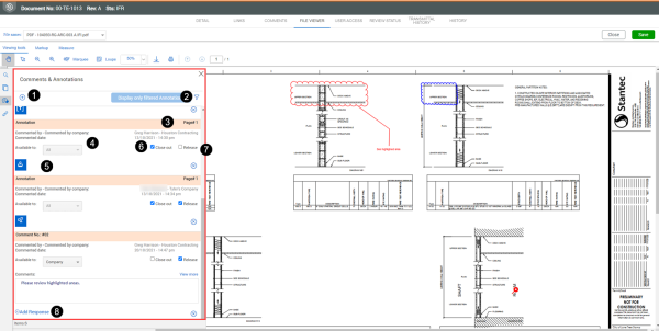 Comments & Annotations Pane detail view